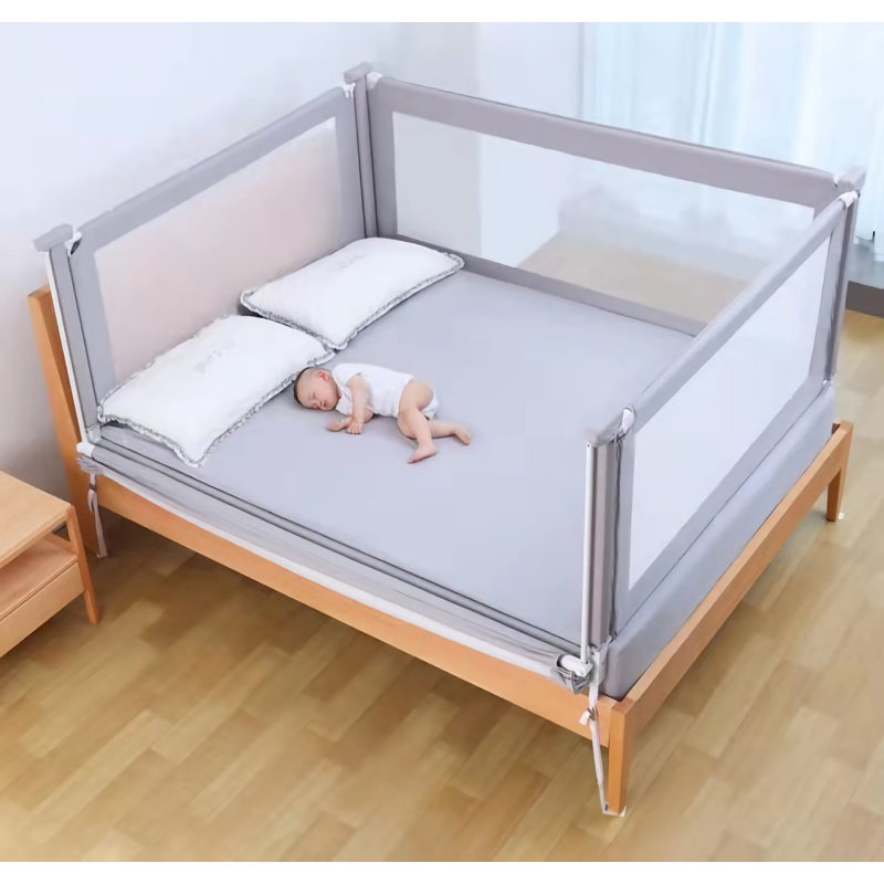 3 Set King Size Bed Safety Bed Guardrail Bed Fence For Children Toddlers Infants Grey Colour
